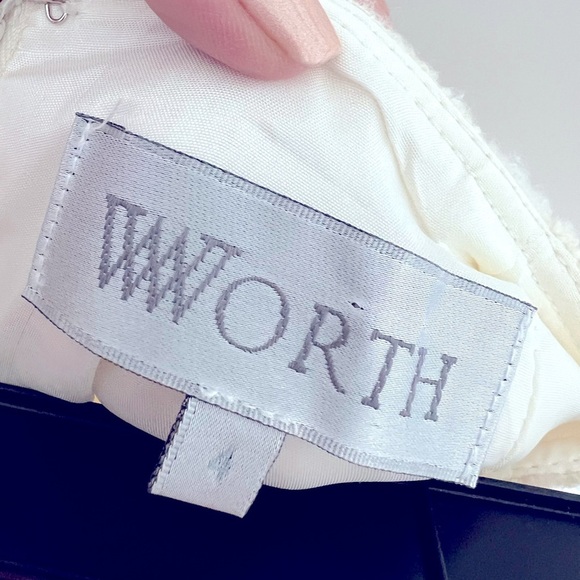 🍭 Worth Tweed Suit Cream w/fringe pearl and jeweled buttons Size 4 - Picture 9 of 9